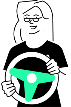person with steering wheel